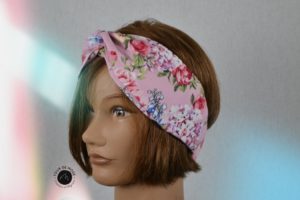 Bandeau Headband fleuri rose