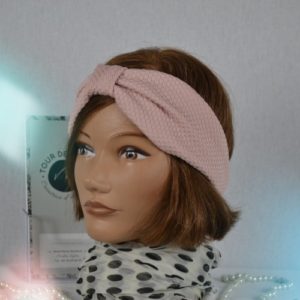 Bandeau – Headband en maille de polyester Rose poudre