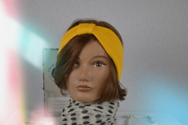 Bandeau Headband en maille de polyester jaune bouton d or