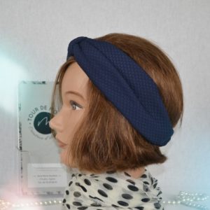 Bandeau – Headband en maille de polyester bleu marine