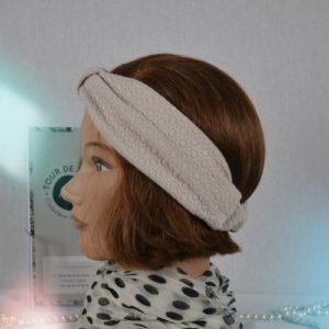 Bandeau – Headband en maille de Coton beige